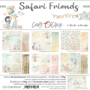 Papiers Scrap - Craft o'clock - Safari Friends- 20 x 20