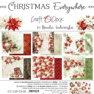 Papiers Scrap - Craft o'clock - Christmas every where - 30 x 30