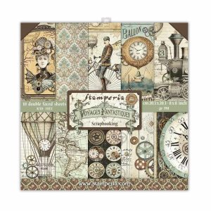 Papiers scrap - stamperia - Voyages Fantastiques - 20x20