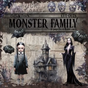 Papiers scrap - Bella Luna - Monster Family - 20 x 20 cut-outs