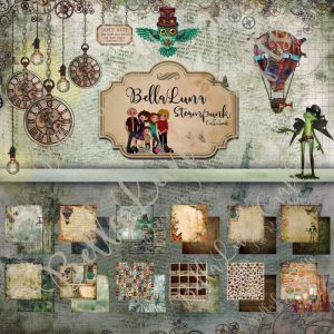 Papiers scrap - Bella Luna - Steampunk - 20 x 20 maxi